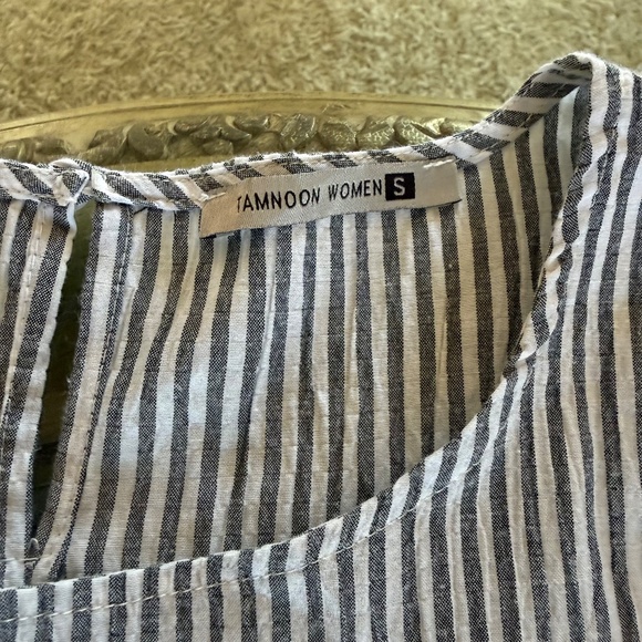 Tamnoon Bell Sleeve Dresses Lot of 2 Gingham and Striped Cotton Blend S Babydoll - Picture 14 of 16